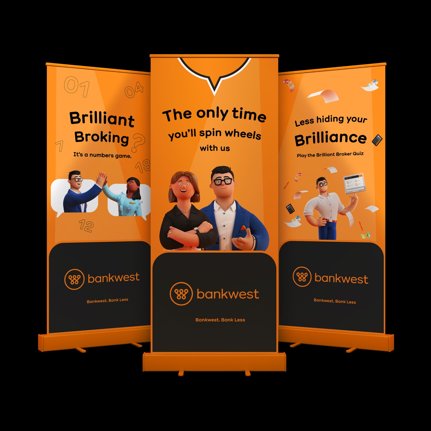 Brilliant Broking pull-up triptych