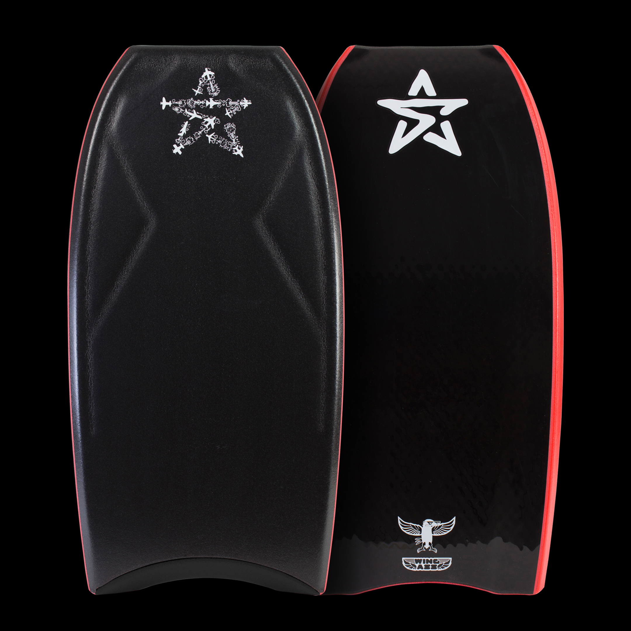 Stealth Winged Mass bodyboard · red rail